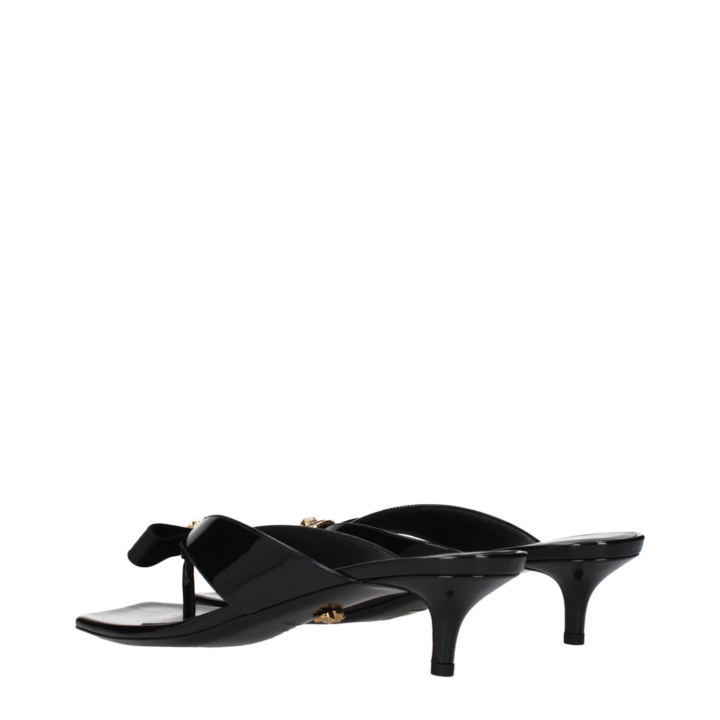 Versace Black Leather Stiletto Heels Sandals