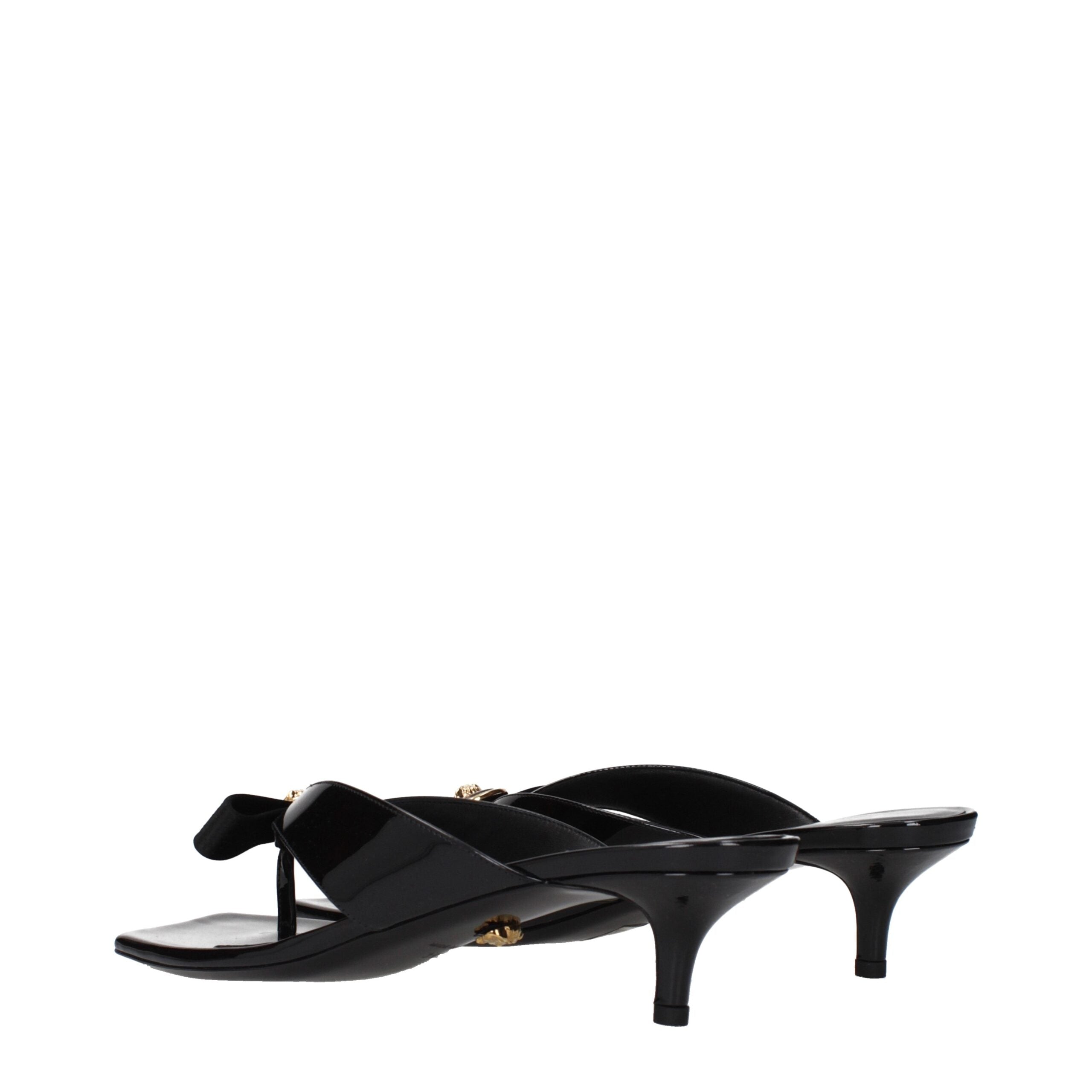 Versace Black Leather Stiletto Heels Sandals