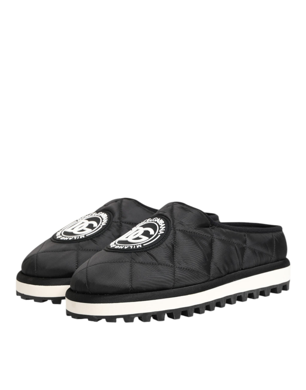 Dolce & Gabbana Black Nylon Low Top Slip On Sneaker Shoes