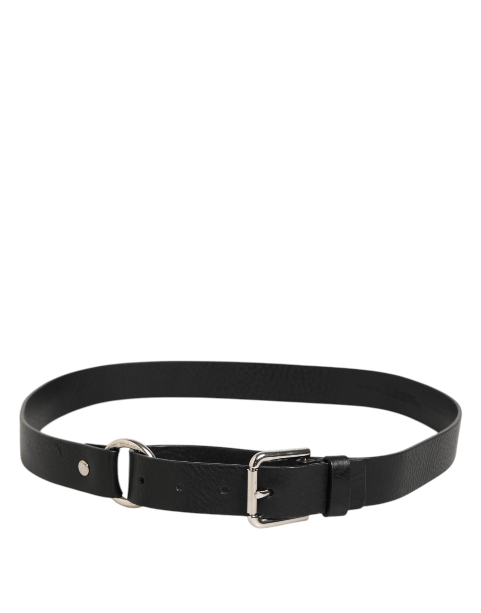 Dolce & Gabbana Black Leather Classic Metal Logo Buckle Belt