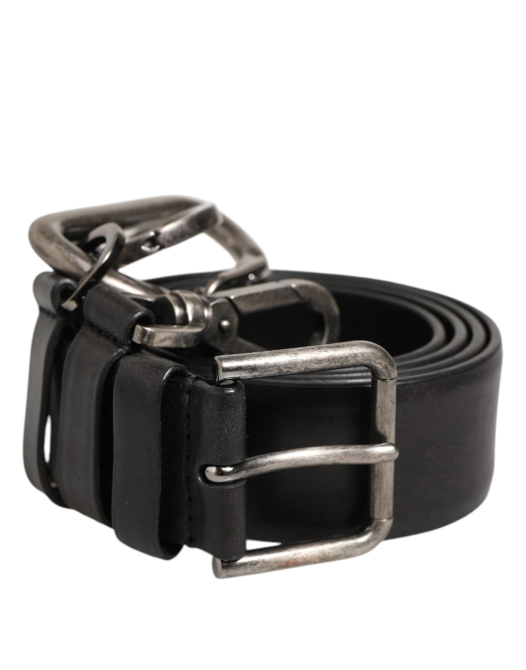 Dolce & Gabbana Black Key Ring Clip Attachments Buckle Belt