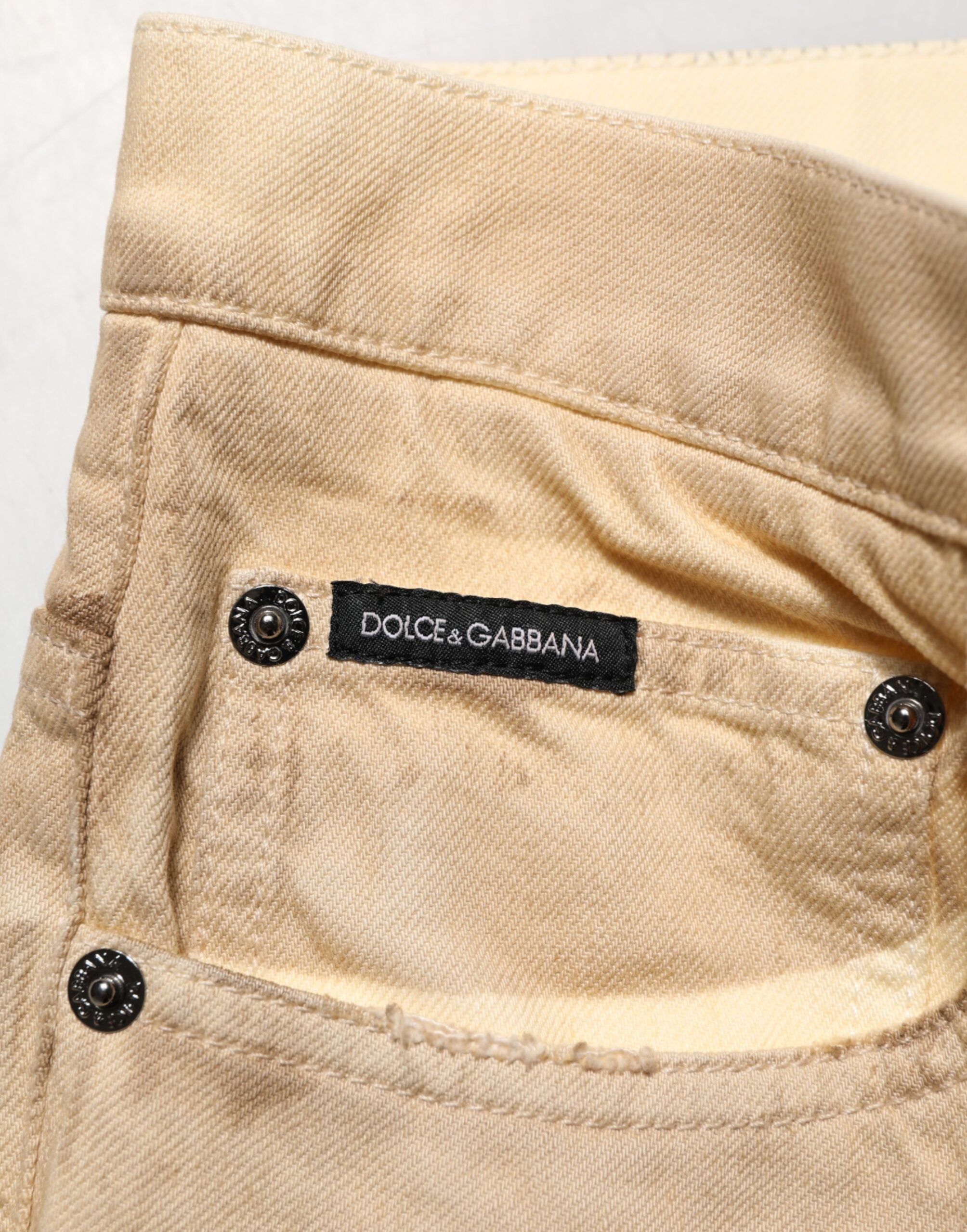 Dolce & Gabbana Beige Cotton Loose Tattered Men Denim Jeans