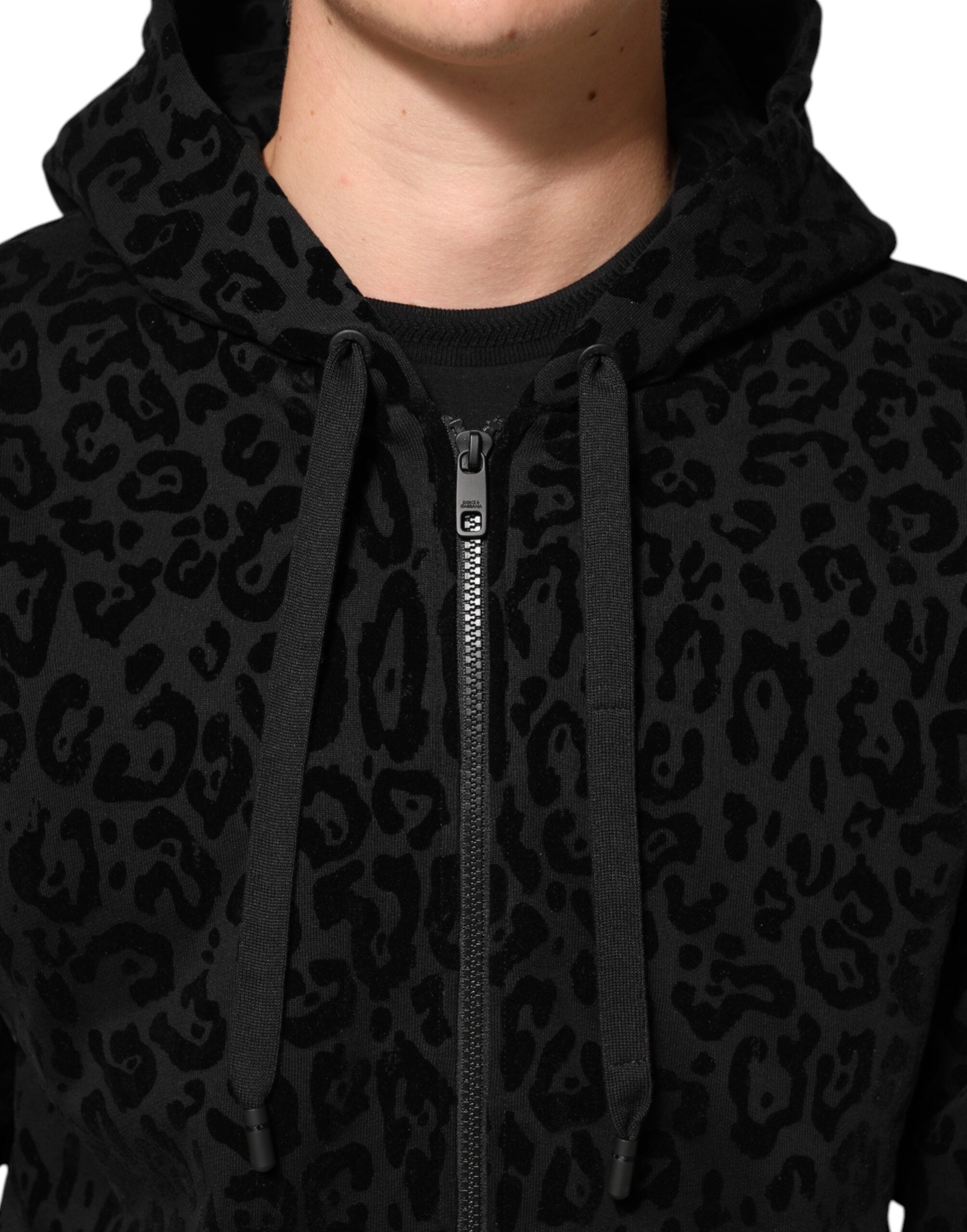 Dolce & Gabbana Black Cotton Hooded Full Zip Bomber Jacket