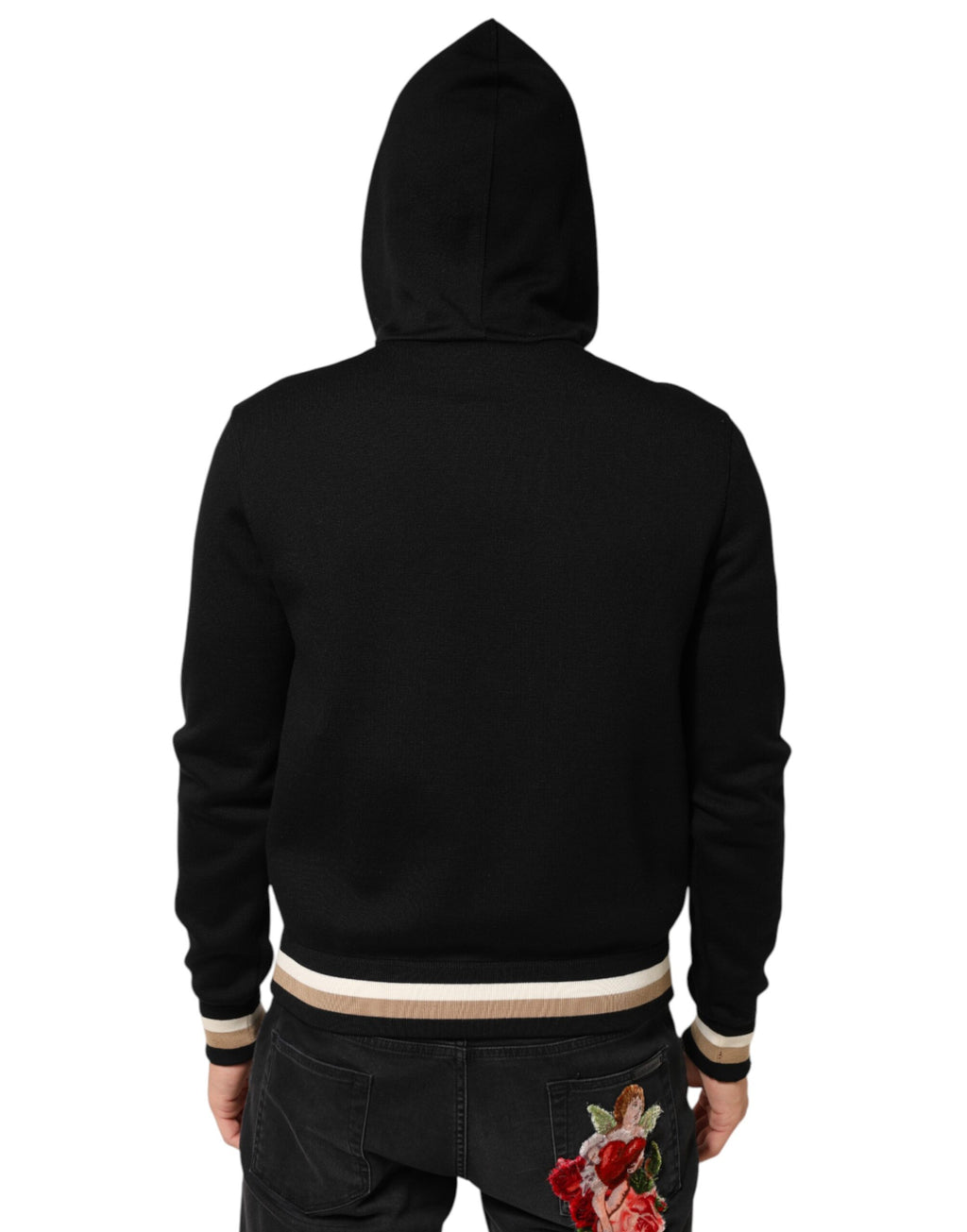 Dolce & Gabbana Black Leopard Logo Hooded Sweatshirt Sweater