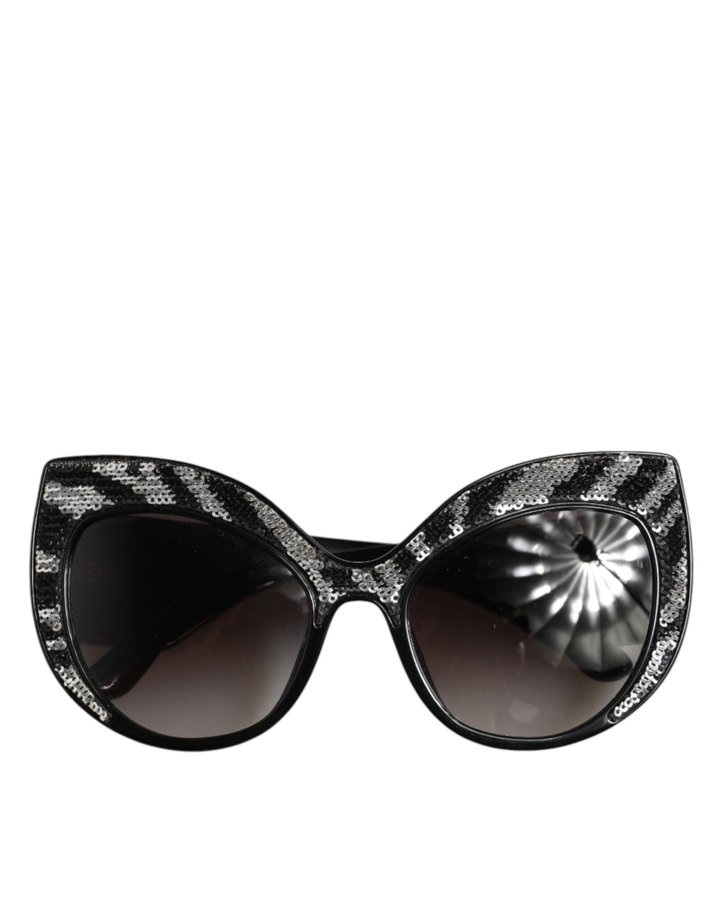 Dolce & Gabbana Black Silver Sequin Butterfly Polarized Sunglasses