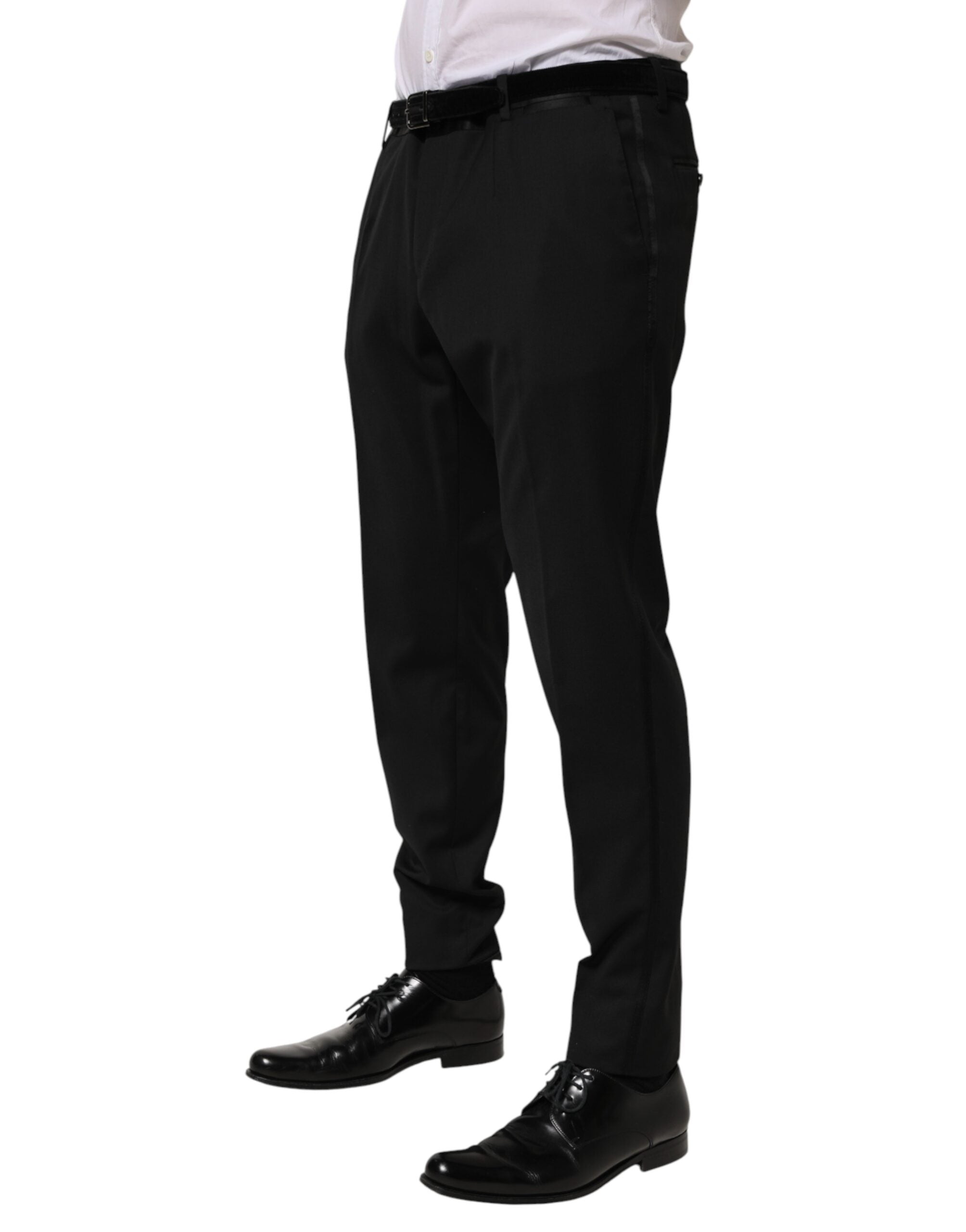 Dolce & Gabbana Black Wool Formal Dress Men Trouser Pants
