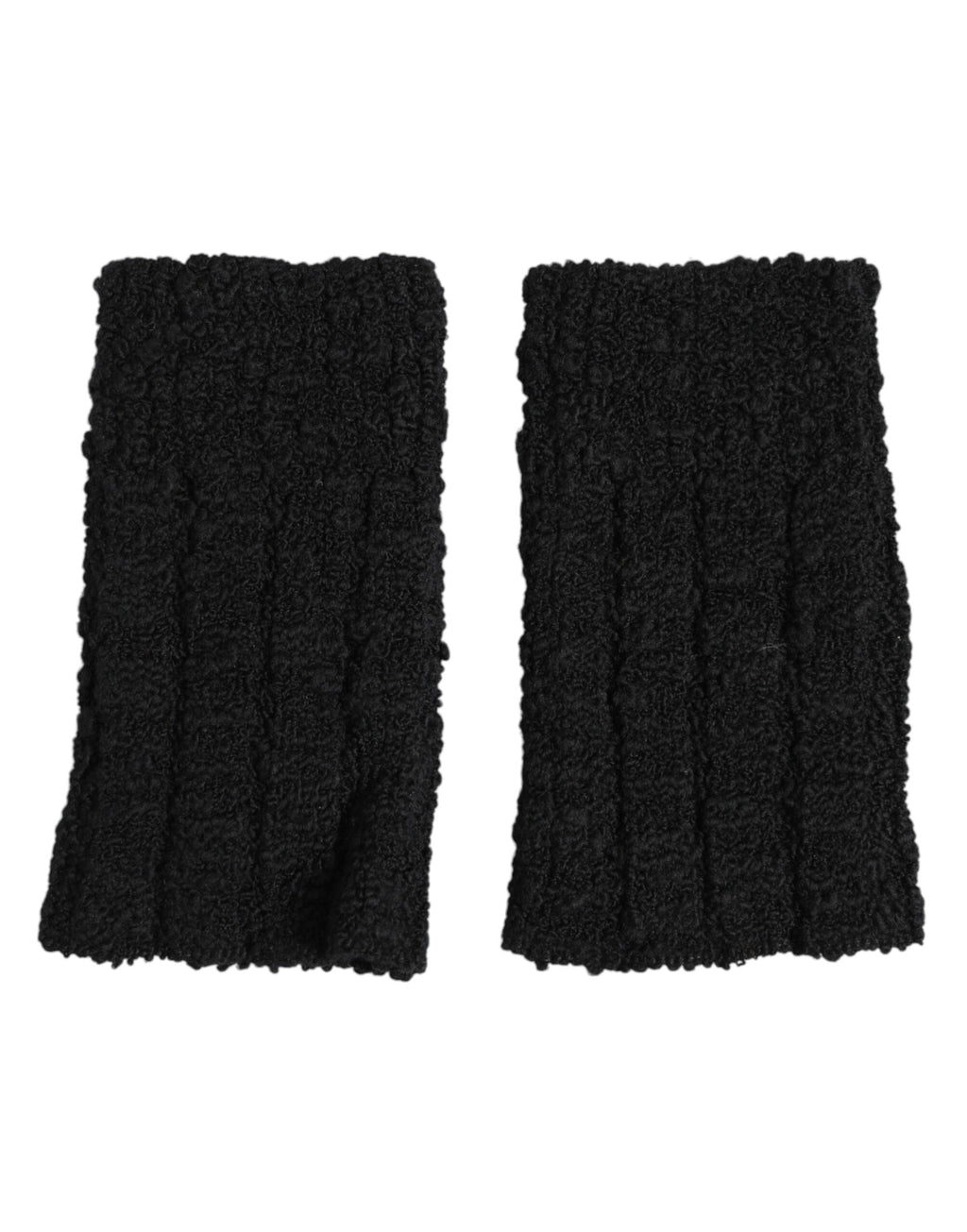 Dolce & Gabbana Black Virgin Wool Knitted Fingerless Men Gloves