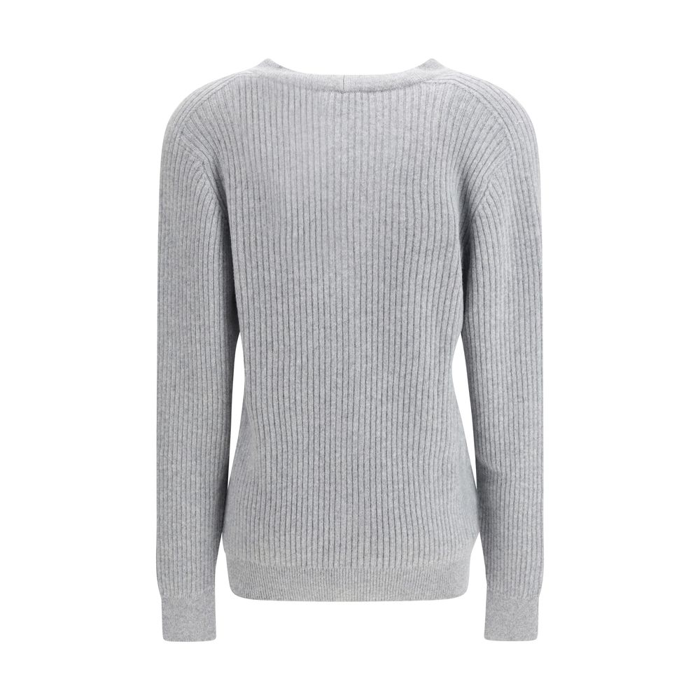 Balmain Gray Fleece Wool Cardigan