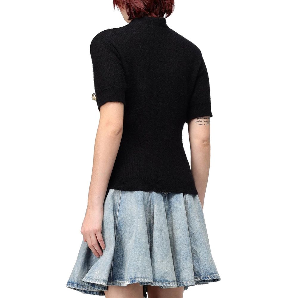 Balmain Black Merino Wool Tank Tops