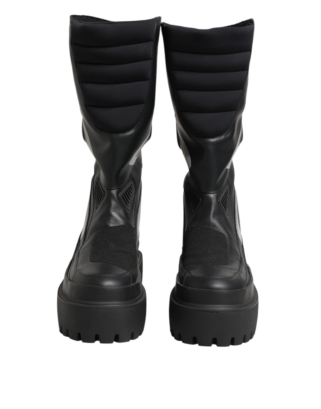 Dolce & Gabbana Black Leather Mid Calf Biker Boots Shoes
