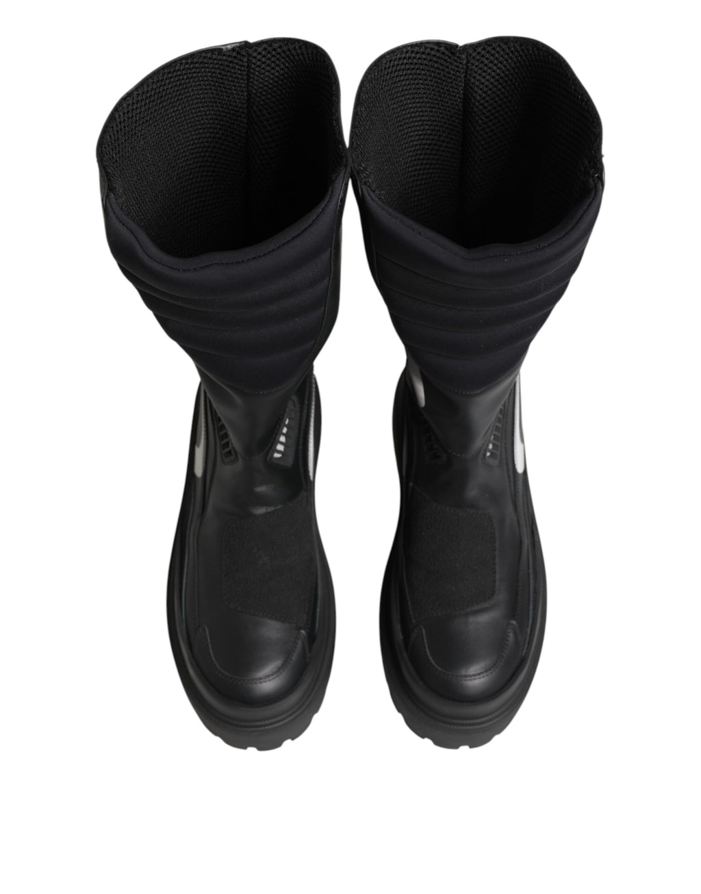 Dolce & Gabbana Black Leather Mid Calf Biker Boots Shoes