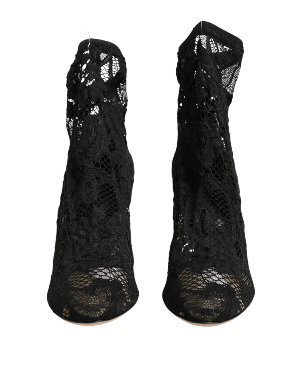 Dolce & Gabbana Black Stretch Socks Taormina Lace Boot Shoes