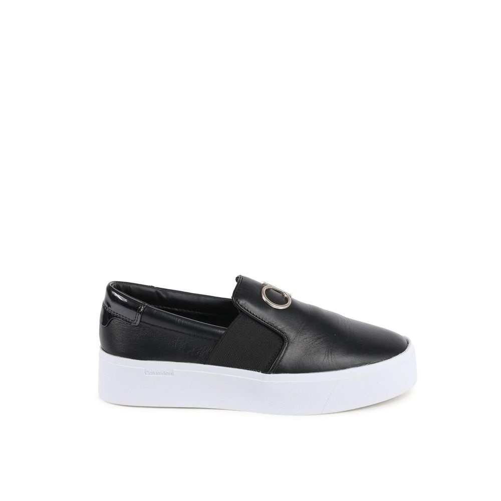 Calvin Klein Black Leather Platform Sneakers