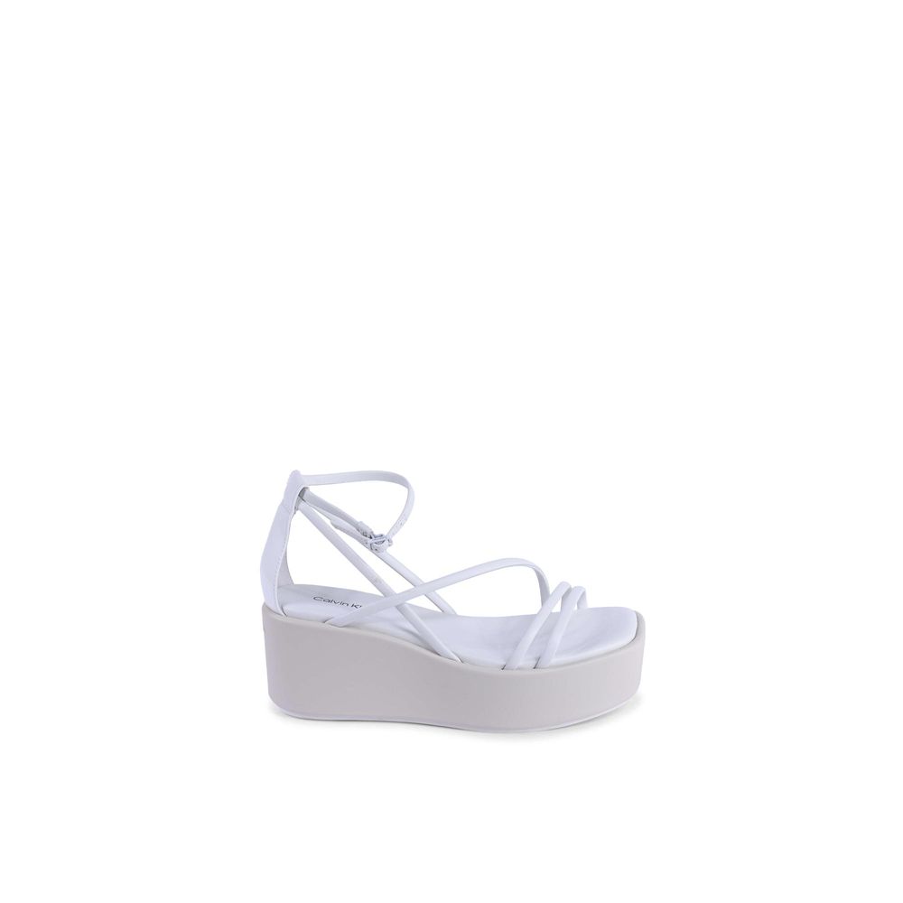 Calvin Klein White Leather Platform Sandals