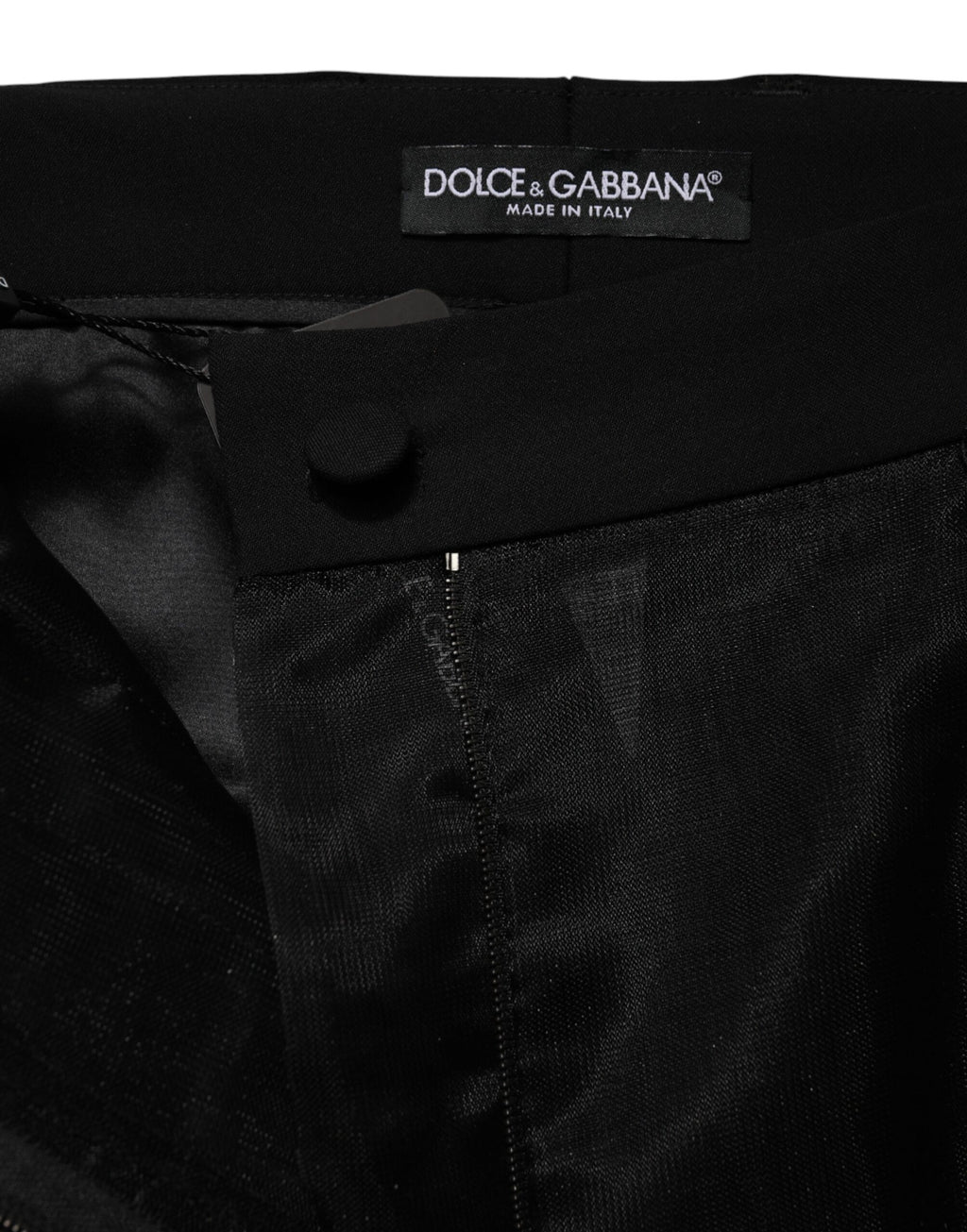 Dolce & Gabbana Black High Waist Tulle Wool Trouser Pants