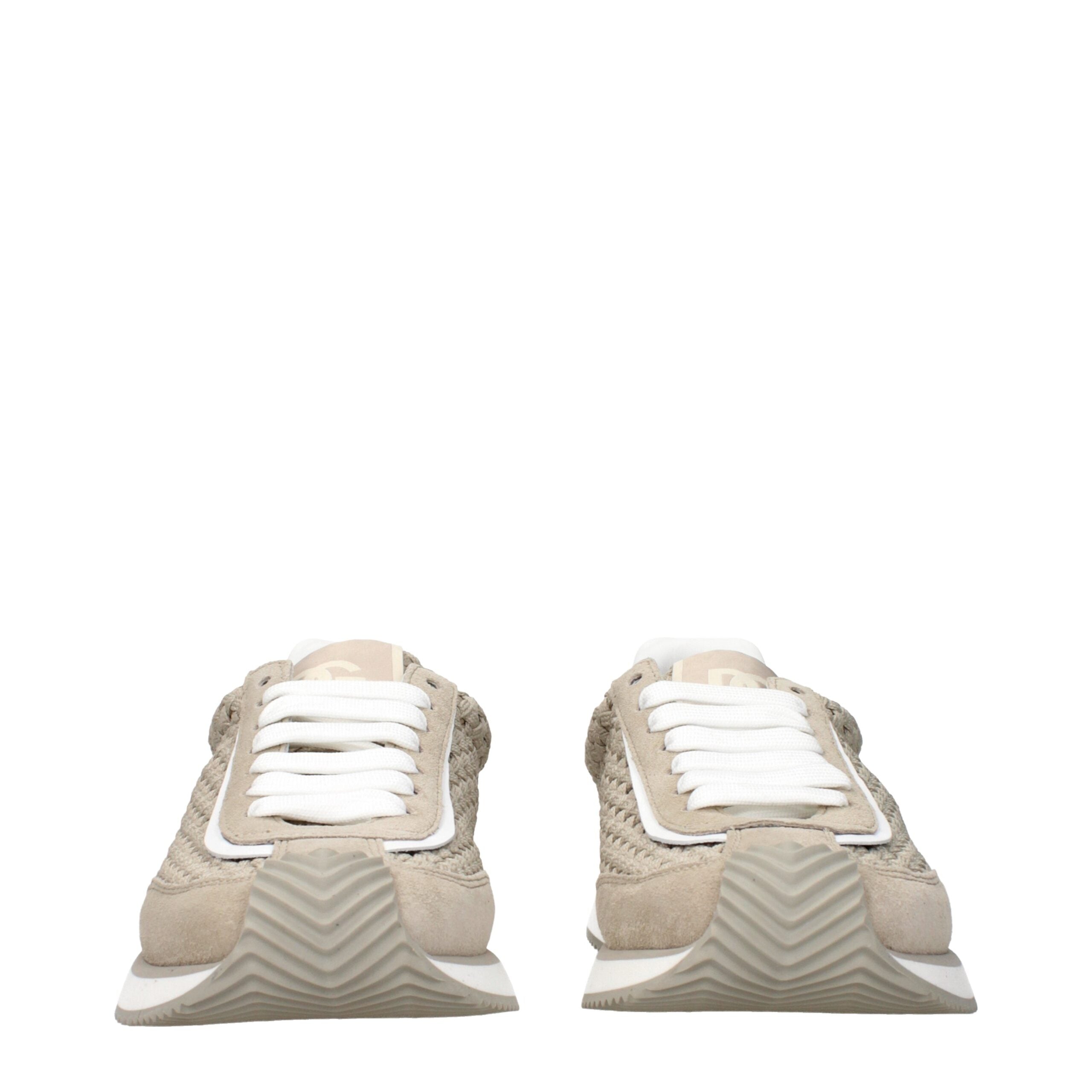Dolce & Gabbana Beige Fabric Low Top Sneakers